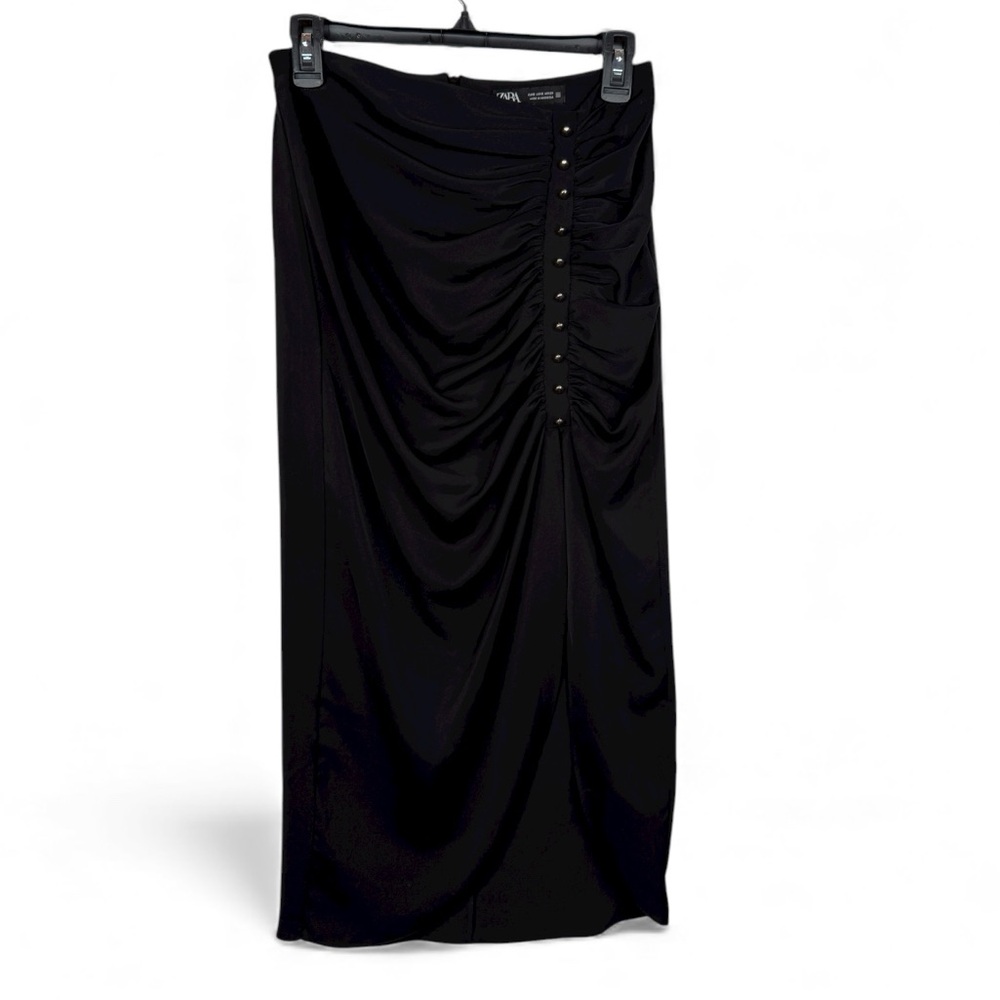 Zara Black Pencil Skirt with Ruched Detail